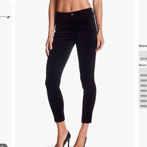Joe's Jeans Black Velvet Cropped Ankle Pants